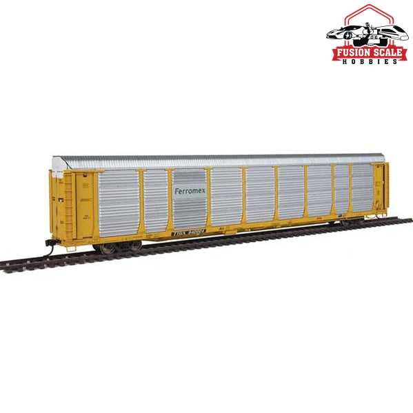 Walthers Proto HO Scale 89' Thrall Bi-Level Auto Carrier - Ready To Run Ferromex Rack FXE #210117, TTGX Flatcar #942224