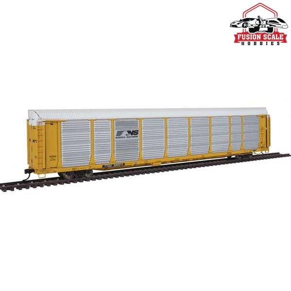 Walthers Proto HO Scale 89' Thrall Bi-Level Auto Carrier - Ready To Run Norfolk Southern Rack #28246, TTGX Flatcar #990973