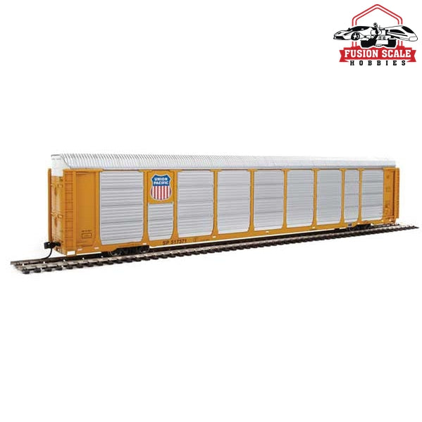 Walthers Proto HO Scale 89' Thrall Enclosed Tri-Level Auto Carrier - Ready to Run Union Pacific(R) Rack, Flat SP(TM) #517371 (yellow, silver, Shield Logo)