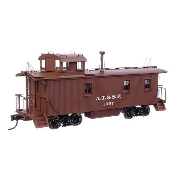 Walthers Proto HO Scale 30' ATSF 1300-Series Wood Waycar (Caboose) Santa Fe - A. T. & S. F. #1307 Pre-1938 Scheme (Mineral Red, white)