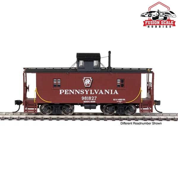 Walthers Proto HO Scale Pennsylvania N6B Wood Cabin Car (Caboose) w/Center Cupola Pennsylvania Railroad #980931 (Tuscan, black w/Keystone at top)