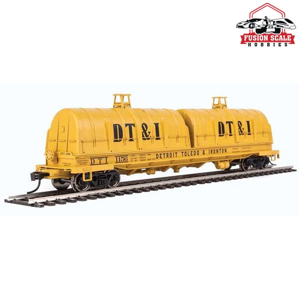 Walthers Proto HO Scale 50' Evans Cushion Coil Car - Ready to Run Detroit, Toledo & Ironton #1156 (Glass-Fiber Hoods, yellow, black)