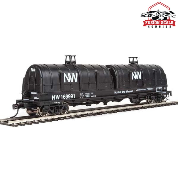 Walthers Proto HO Scale 50' Evans Cushion Coil Car - Ready to Run Norfolk & Western #169991 (Glass-Fiber Hoods, black, NW Logo)