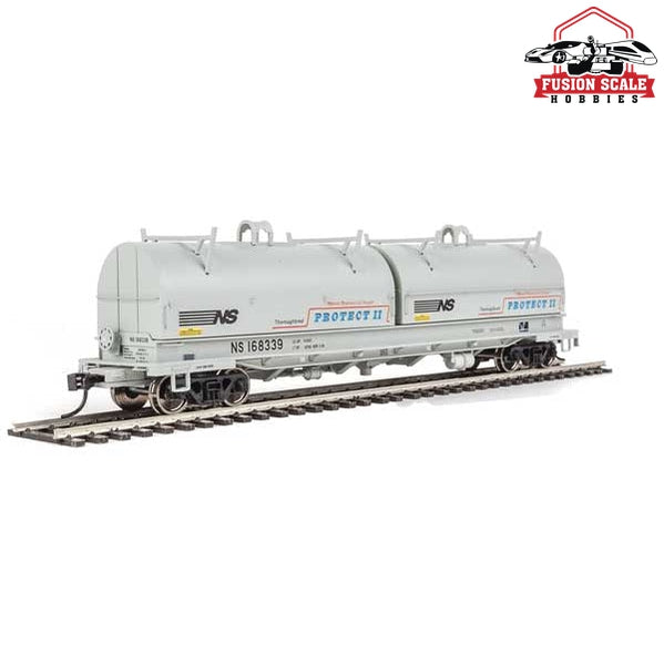 Walthers Proto HO Scale 50' Evans Cushion Coil Car - Ready to Run Norfolk Southern #168339 (Round Hoods; gray, black; Protect II Markings)