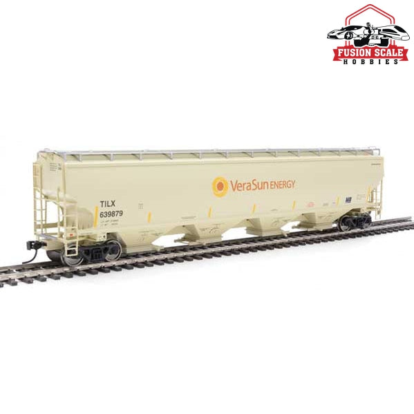 Walthers Proto HO Scale 67' Trinity 6351 4-Bay Covered Hopper - Ready to Run Vera Sun TILX #639879