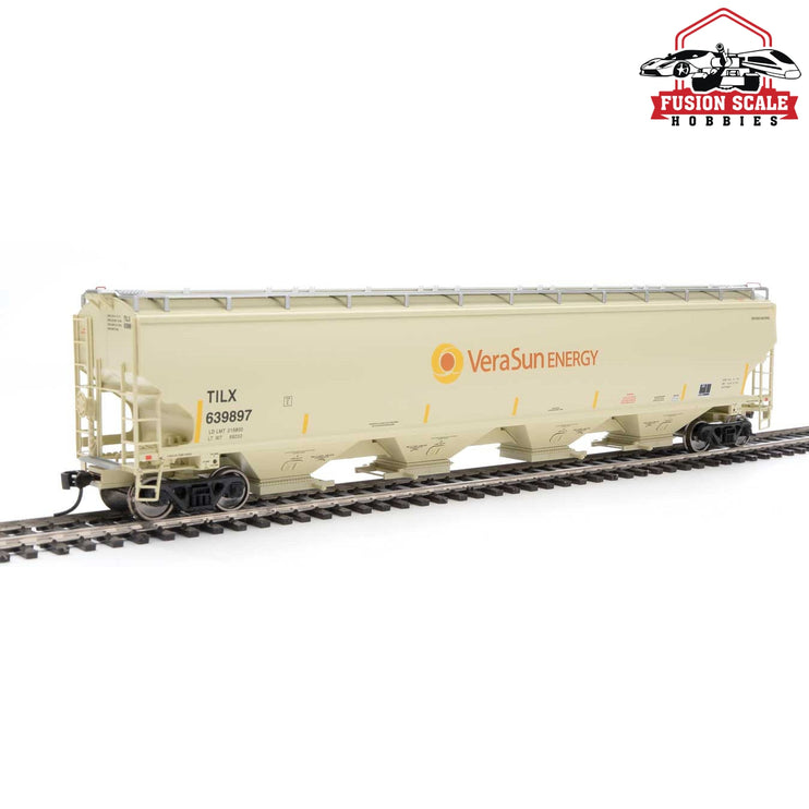 Walthers Proto HO Scale 67' Trinity 6351 4-Bay Covered Hopper - Ready to Run Vera Sun TILX #639897