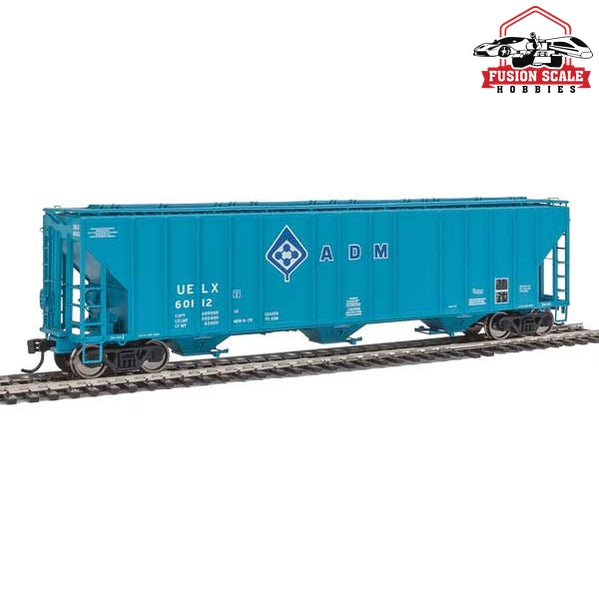 Walthers Proto HO Scale 55' Evans 4780 Covered Hopper - Ready To Run Archer-Daniels-Midland UELX #60112 (blue, Molecule Logo)