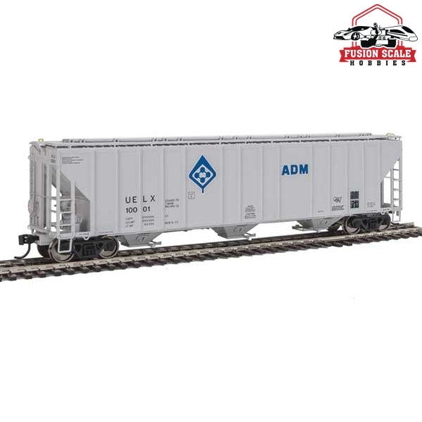 Walthers Proto HO Scale 55' Evans 4780 Covered Hopper - Ready To Run Archer-Daniels-Midland UELX #10001 (gray, molecule logo)