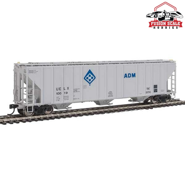 Walthers Proto HO Scale 55' Evans 4780 Covered Hopper - Ready To Run Archer-Daniels-Midland UELX #10019 (gray, molecule logo)