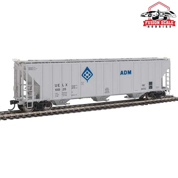 Walthers Proto HO Scale 55' Evans 4780 Covered Hopper - Ready To Run Archer-Daniels-Midland UELX #10025 (gray, molecule logo)