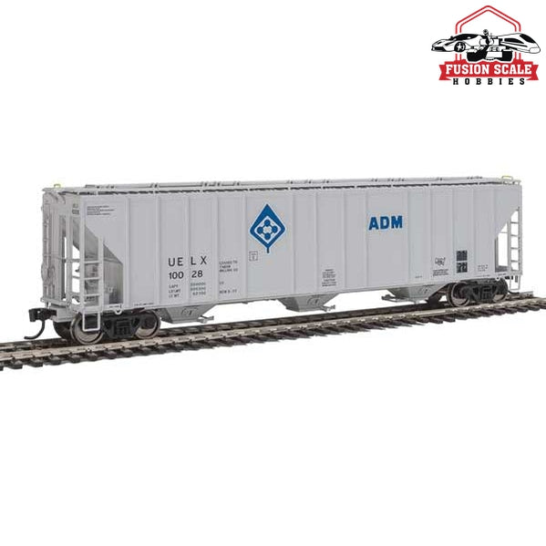 Walthers Proto HO Scale 55' Evans 4780 Covered Hopper - Ready To Run Archer-Daniels-Midland UELX #10028 (gray, molecule logo)