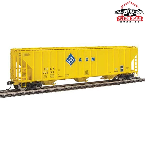 Walthers Proto HO Scale 55' Evans 4780 Covered Hopper - Ready To Run Archer-Daniels-Midland UELX #30239 (yellow, molecule logo)