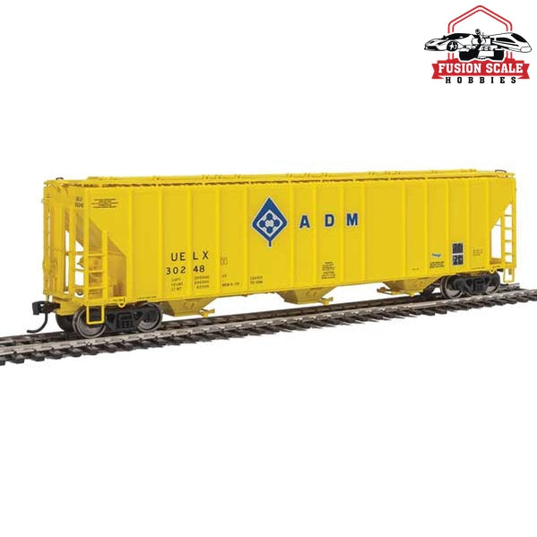 Walthers Proto HO Scale 55' Evans 4780 Covered Hopper - Ready To Run Archer-Daniels-Midland UELX #30248 (yellow, molecule logo)