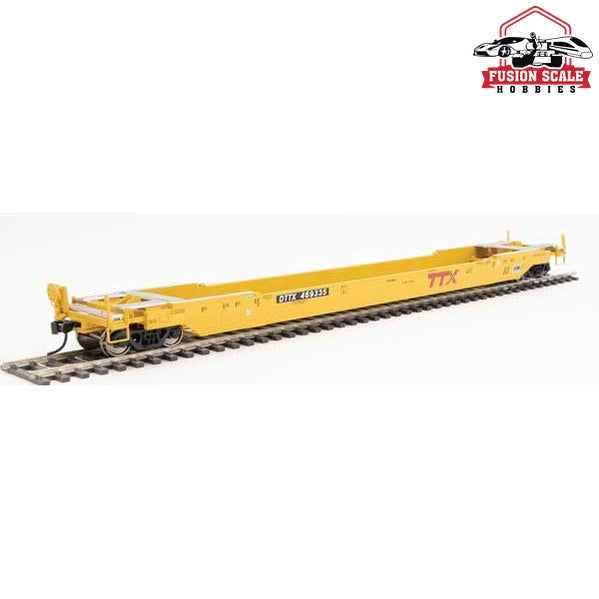 Walthers Proto HO Scale Gunderson Rebuilt All-Purpose 53' Well Car - Ready to Run DTTX #469335 (yellow, large red logo)