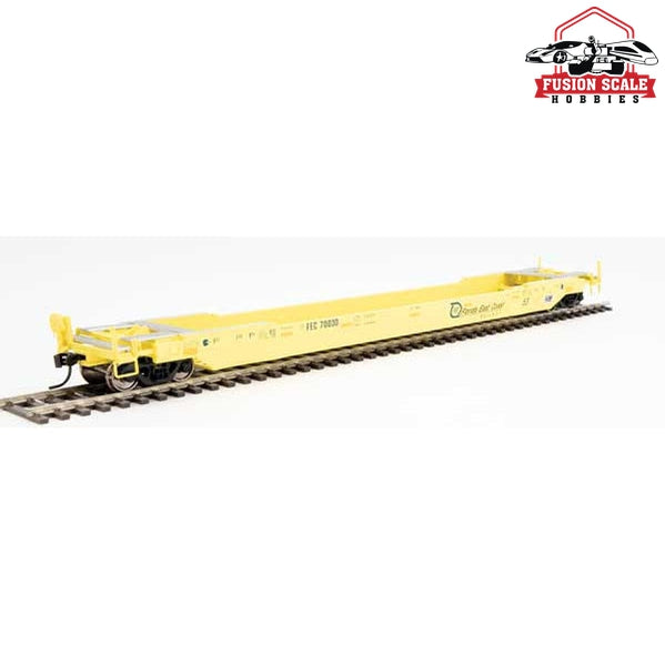 Walthers Proto HO Scale Gunderson Rebuilt All-Purpose 53' Well Car - Ready to Run Florida East Coast #70030 (yellow, Hurricane logo)