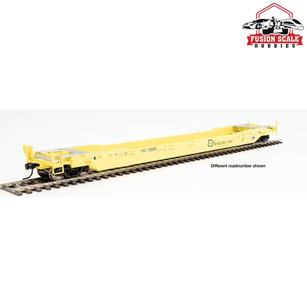 Walthers Proto HO Scale Gunderson Rebuilt All-Purpose 53' Well Car - Ready to Run Florida East Coast #70175 (yellow, Hurricane logo)