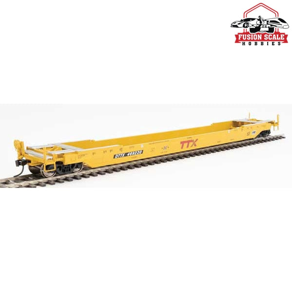 Walthers Proto HO Scale Gunderson Rebuilt All-Purpose 53' Well Car - Ready to Run DTTX #469220 (yellow, large red logo)