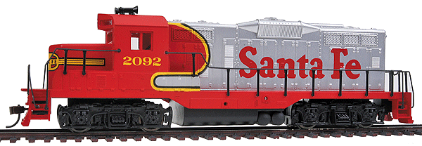 Walthers Trainline EMD GP9M Standard DC Santa Fe #2092 (Warbonnet; red, silver)