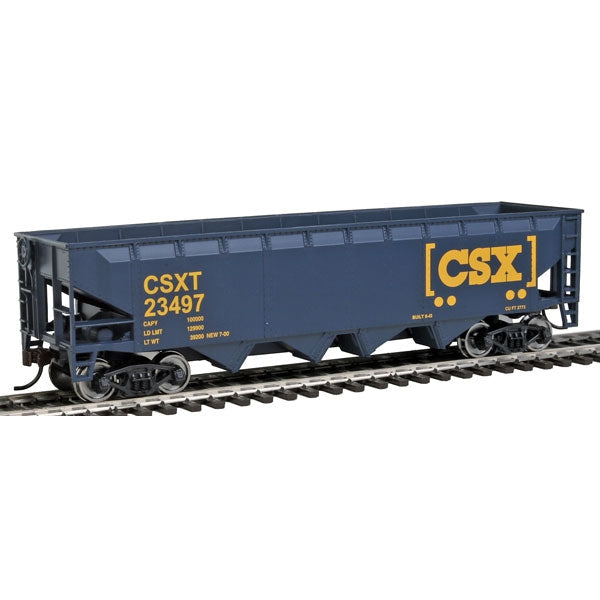 Walthers Trainline Offset Hopper CSX Transportation (blue, yellow; Boxcar Logo)