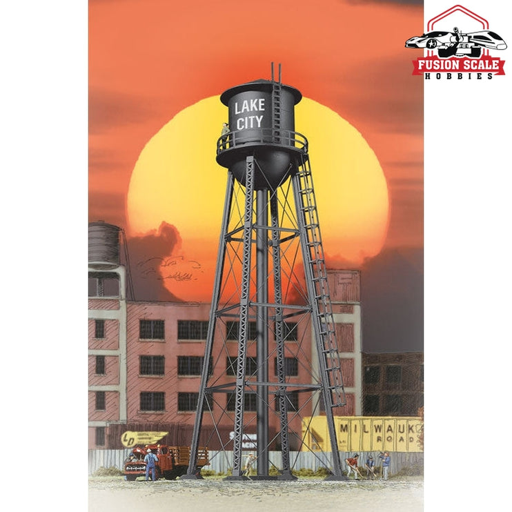 Walthers Cornerstone HO Scale City Water Tower Builtups Assembled Black 33/4 x 33/4 x 11" 9.3 x 9.3 x 27.5cm