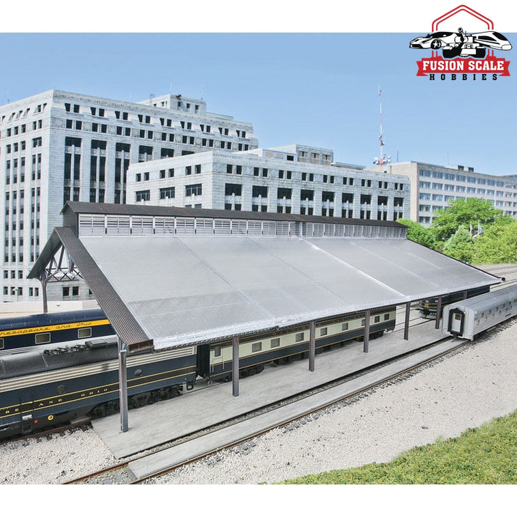 Walthers Cornerstone HO Scale Train Shed with Clear Roof Kit: 223/8 x 119/16 x 61/4" 56.8 x 29.3 x 15.8cm