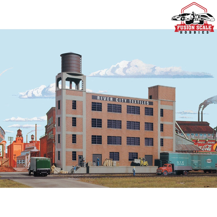 Walthers Cornerstone HO Scale River City Textiles Background Building Kit 127/8 x 23/8 x 111/8" 32.1 x 5.9 x 27.8cm