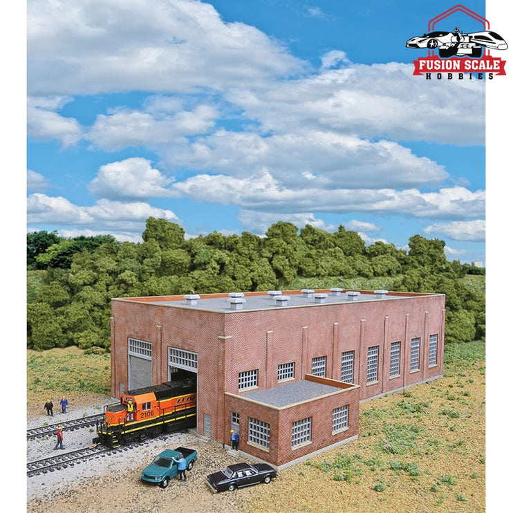 Walthers Cornerstone N Scale TwoStall 130' Brick Diesel House Kit 103/4 x 63/4 x 31/4" 27.3 x 17.1 x 8.2cm