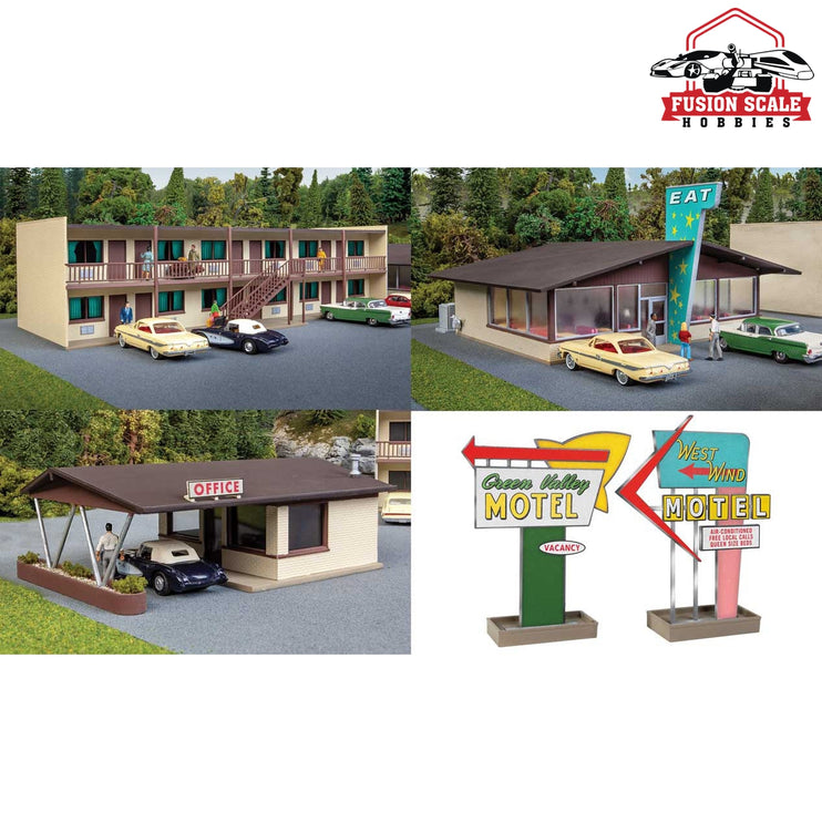 Walthers Cornerstone HO Scale Vintage Motor Hotel with Office and Restaurant Kit