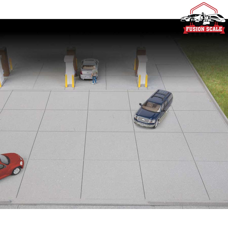 Walthers Cornerstone HO Scale Gas Station Concrete Parking Lot Kit Set of 2 sections; Each: 107/16 x 51/4" 26.6 x 13.3cm