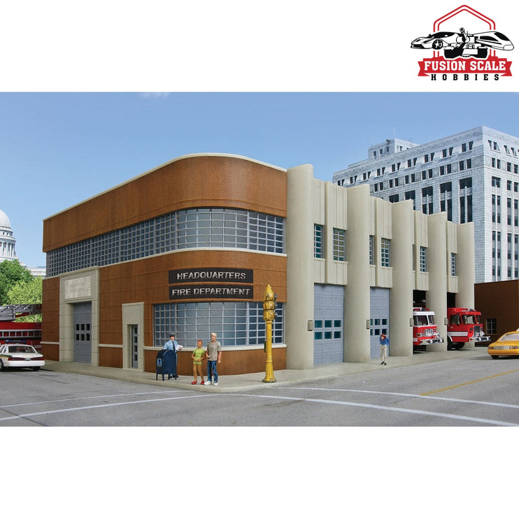 Walthers Cornerstone HO Scale Fire Department Headquarters Kit 91/8 x 1113/16 x 55/8" 23.5 x 30 x 14.3cm