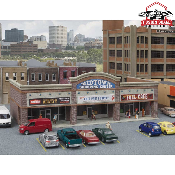 Walthers Cornerstone N Scale Modern Shopping Center I Kit 61/4 x 3 x 21/8" 15.8 x 7.6 x 5.3cm