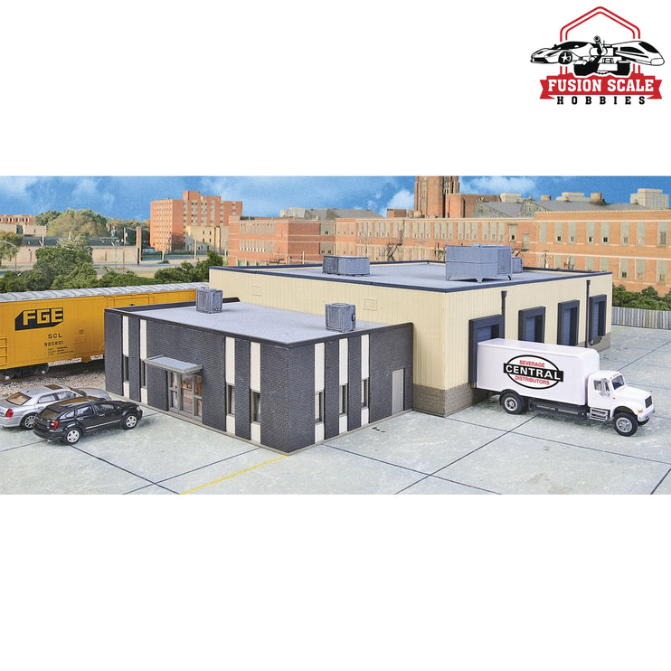 Walthers Cornerstone HO Scale Central Beverage Distributors with Office Annex Kit 1515/16 x 8 x 4" 40.4 x 20.3 x 10.1cm