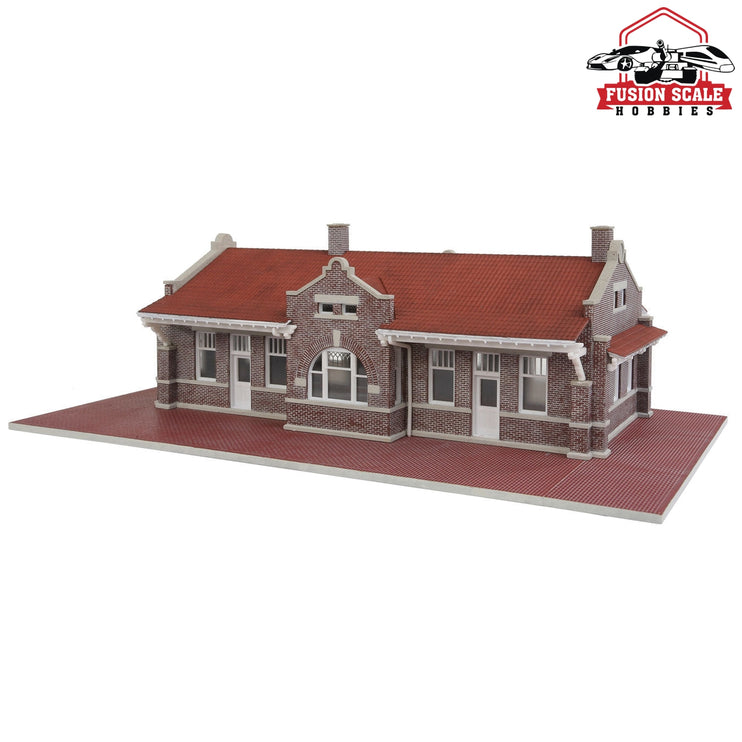 Walthers Cornerstone HO Scale Brick MissionStyle Santa Fe Depot Kit 115/16 x 67/16 x 33/4" 28.7 x 16.3 x 9.5cm