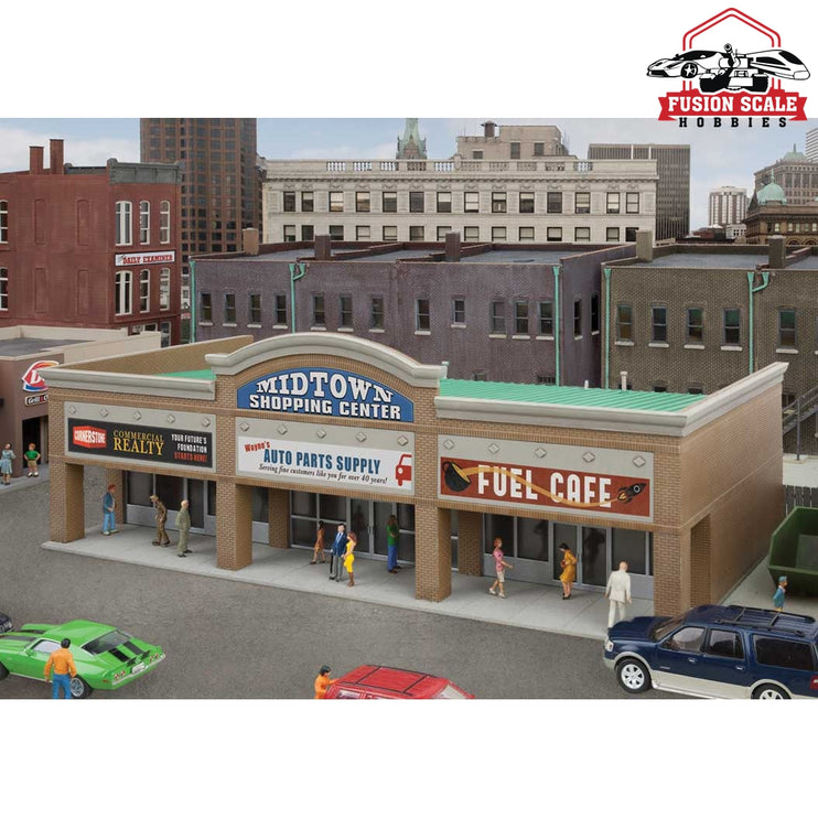 Walthers Cornerstone HO Scale Modern Shopping Center II Kit 101/2 x 415/16 x 31/2" 26.6 x 12.5 x 8.8cm