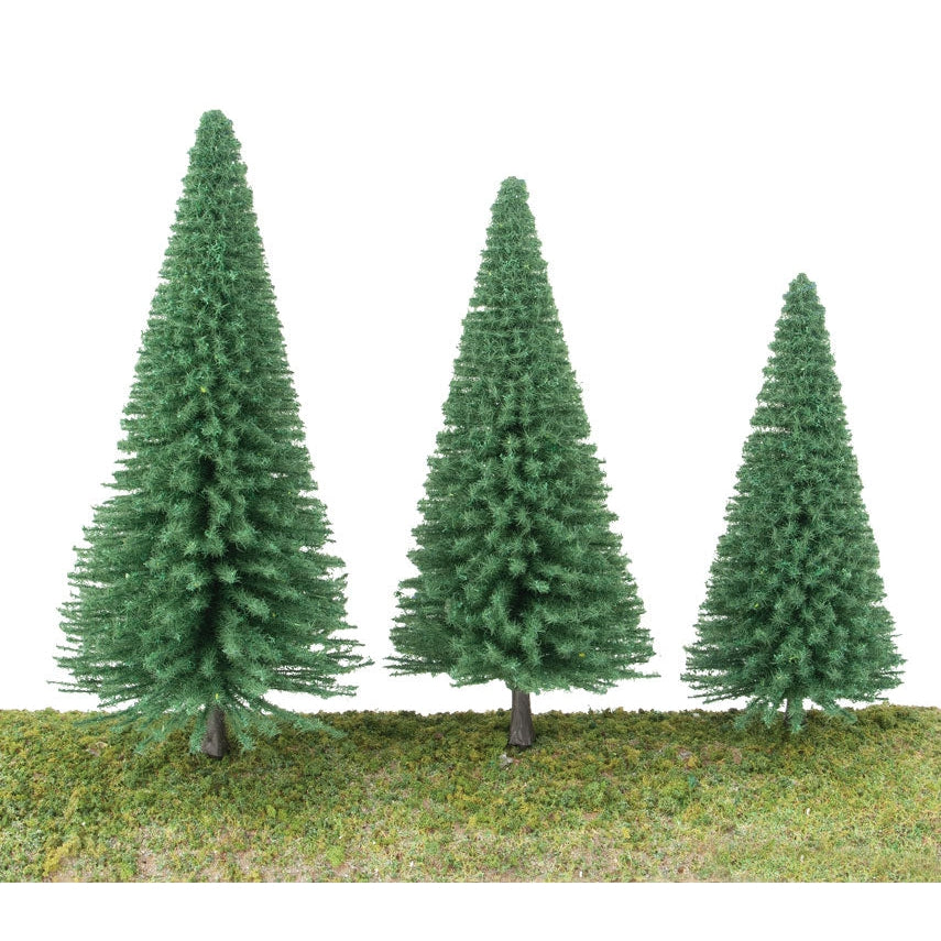 Walthers Pine Trees pkg(10) -- 3-3/8 to 5-1/2"  8 to 14cm (Includes Pin Base)