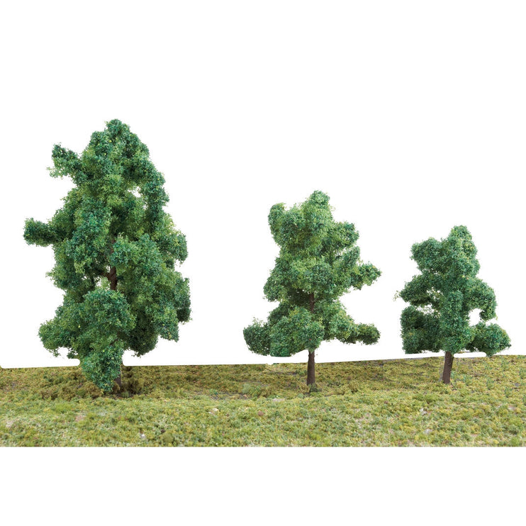 Walthers Summer Trees pkg(10) -- 3-3/8 to 5-1/2"  8 to 14cm (Includes Pin Base)