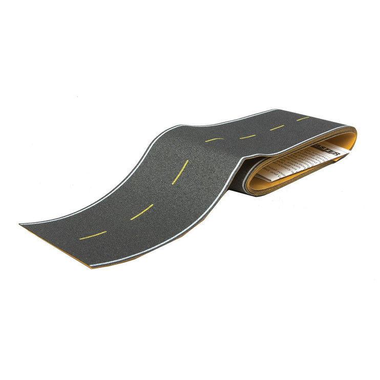 Walthers Flexible Self-Adhesive Paved Roadway -- Modern Highways (yellow dashed centerline, white edge markings)