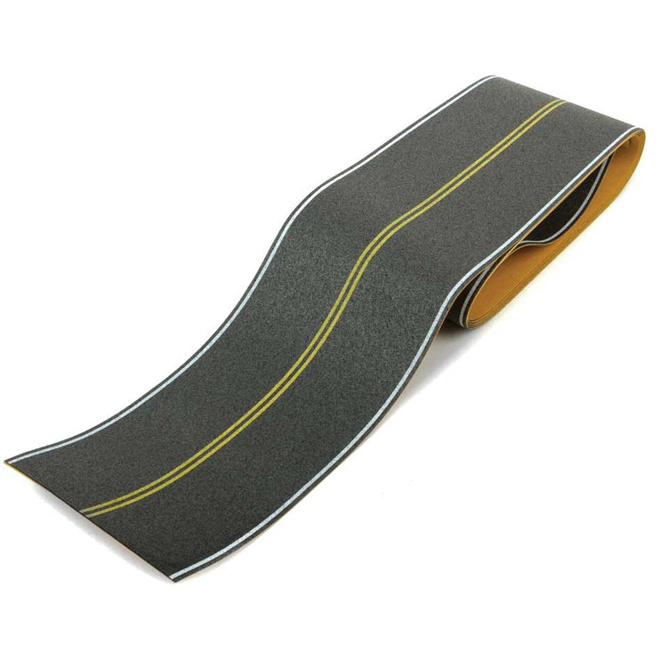 Walthers Flexible Self-Adhesive Paved Roadway -- Vintage and Modern No Passing Zone (Double Yellow Centerline, White Edge Marks