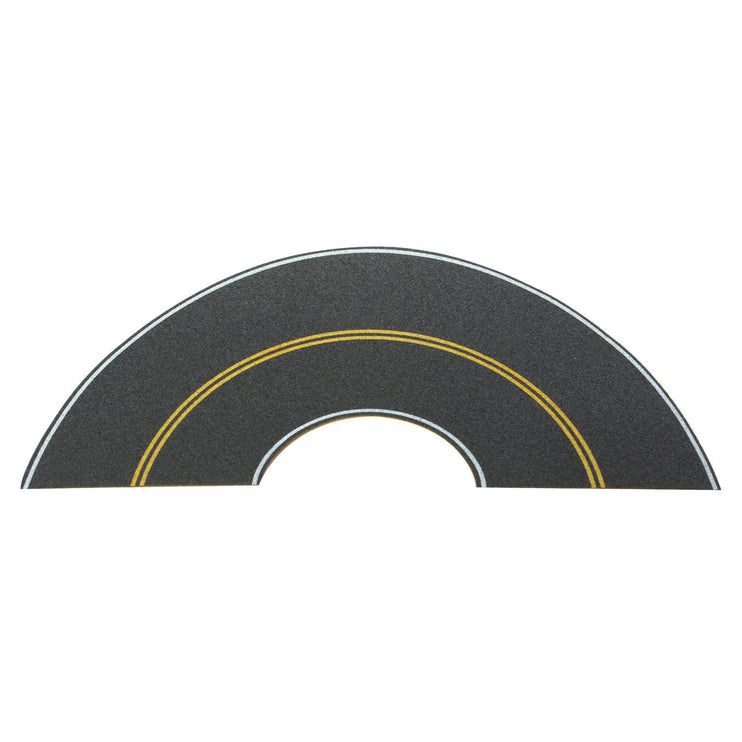 Walthers Flexible Self-Adhesive Paved Roadway -- Vintage and Modern Curves (solid double yellow centerline, white edge marks)