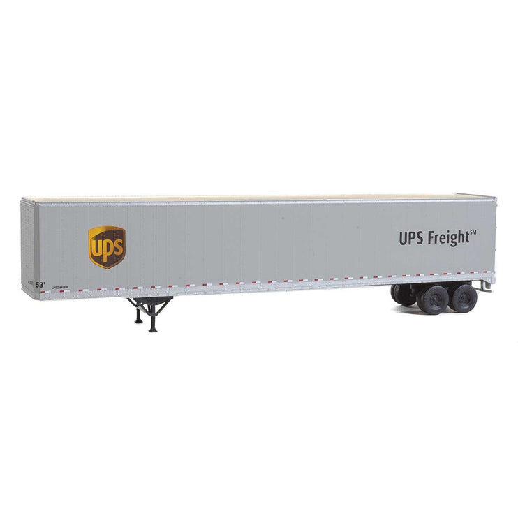 Walthers 53' Stoughton Trailer 2-Pack - Assembled -- United Parcel Service Freight (Modern Shield Logo; gray, brown, yellow)