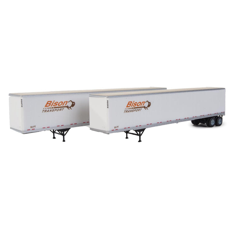 Walthers 53' Stoughton Trailer 2-Pack - Assembled -- Bison (white, orange, brown)