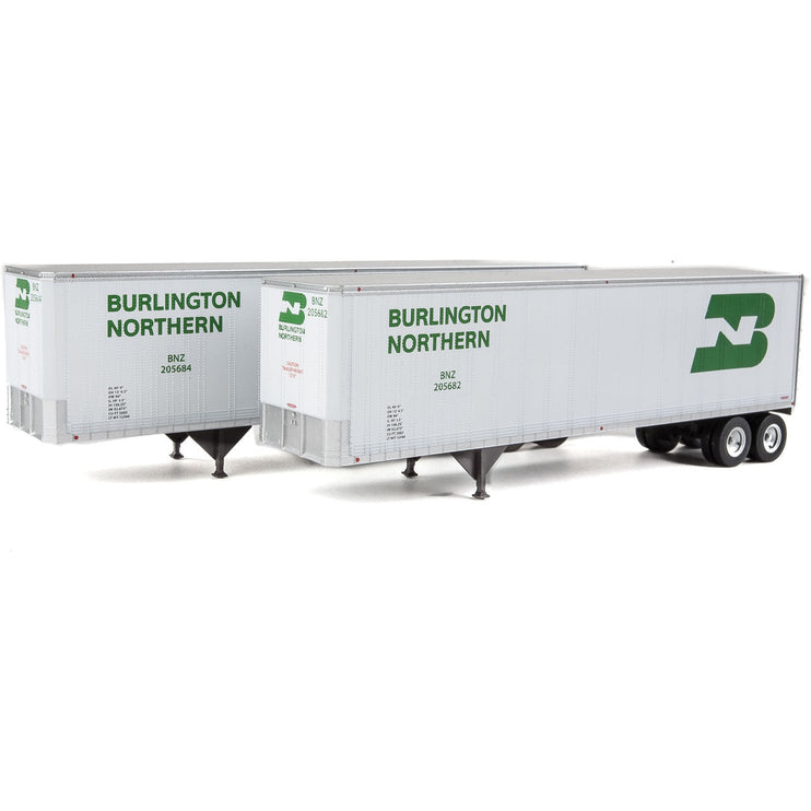 Walthers 40' Trailmobile Trailer 2-Pack - Assembled -- Burlington Northern (white, Cascade Green, Large BN Logo)