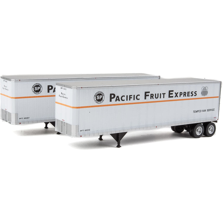 Walthers 40' Trailmobile Trailer 2-Pack - Assembled -- Pacific Fruit Express (white, black, orange)