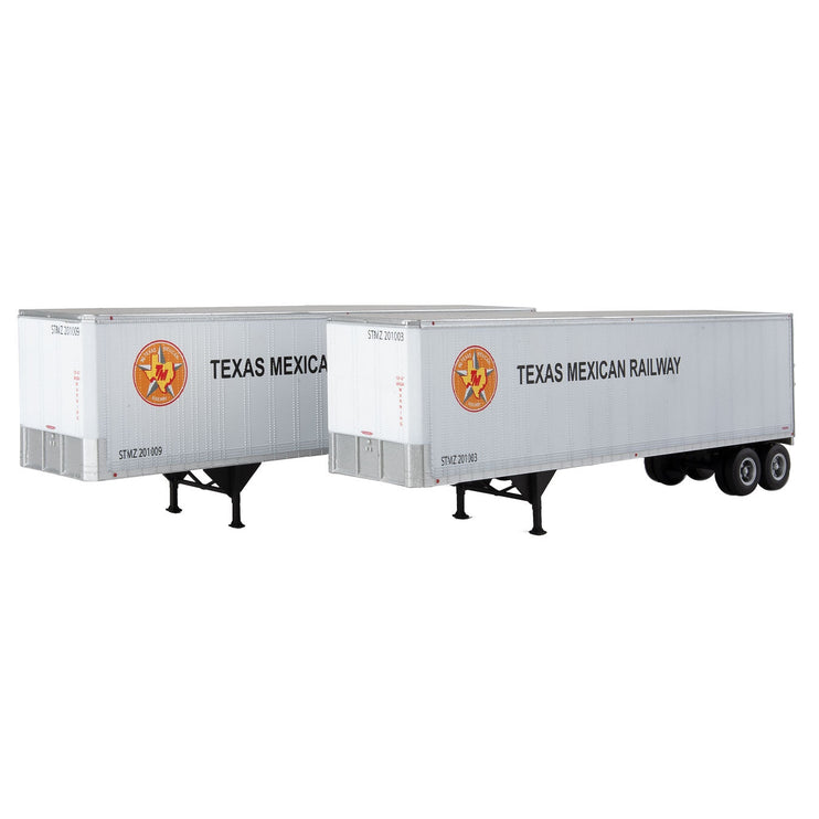 Walthers 40' Trailmobile Trailer 2-Pack - Assembled -- Texas Mexican Railway (white, black, orange)