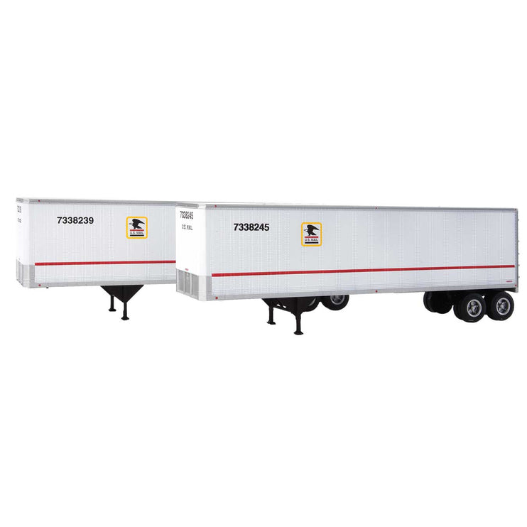 Walthers 40' Trailmobile Trailer 2-Pack - Assembled -- US Postal Service (white, blue, red)