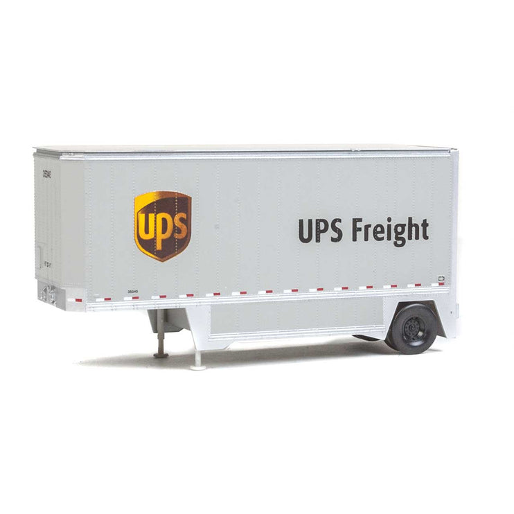 Walthers 26' Drop-Floor Trailer 2-Pack - Assembled -- United Parcel Service (Modern Shield Logo; gray, brown, yellow)