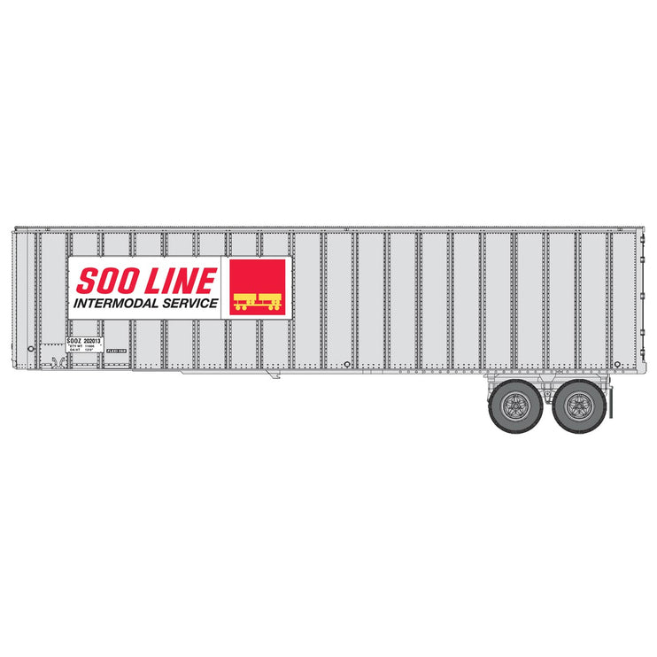 Walthers Flexi-Van 40' Trailer 2-Pack - Assembled -- Soo Line (Intermodal Service placard; end doors)