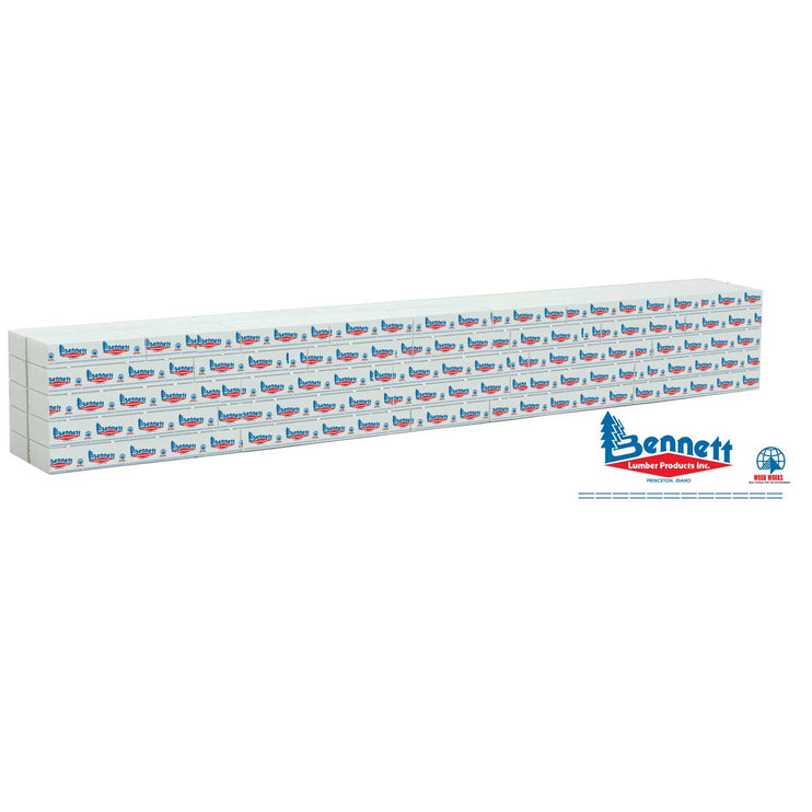 Walthers Wrapped Lumber Load for WalthersMainline 72' Centerbeam Flatcar -- Bennett Lumber (blue, red)