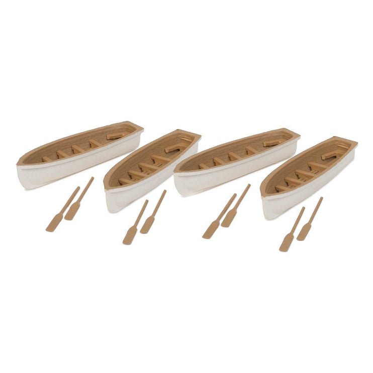 Walthers Row Boat 4-Pack - Assembled -- White, Tan