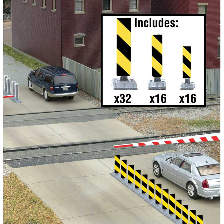 Walthers Quiet Crossing Lane Markers -- Kit (yellow, black stripes)